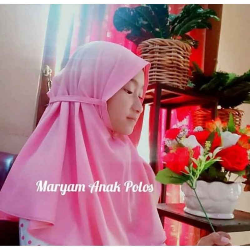 (1KG MUAT 30PCS)  Bergo Anak USIA 2-3 THUN Maryam Kids Tali non pet / diamond Hijab instant bergo