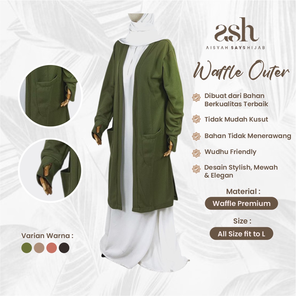 Outer Wanita Bahan Waffle Aisyah Says Hijab