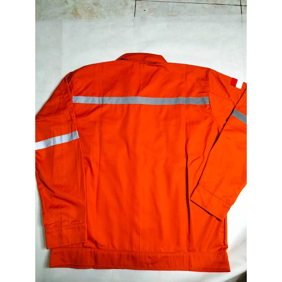 Kemeja Safety | Wearpack Atasan Lengan Panjang | Seragam Proyek Full Oren