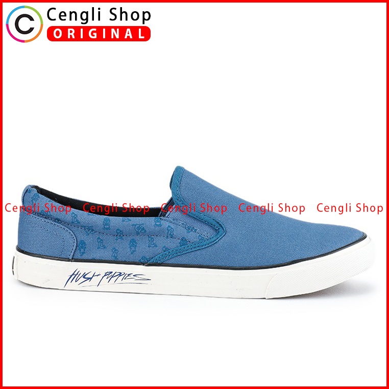 SEPATU SLIP ON PRIA HUSH PUPPIES ORIGINAL CASUAL BRANDED BIRU HM007