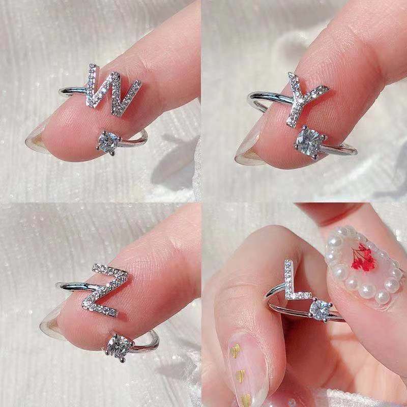 Cincin Desain Huruf Inggris | Cincin Adjustable | Aksesoris Wanita | Aksesoris Bahan Stainless Steel