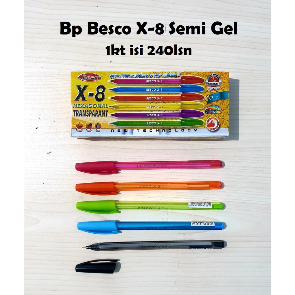 

1 Lusin/ 12 Pcs Bolpen/ Pulpen/ Pena Semi Gel Besco X-8