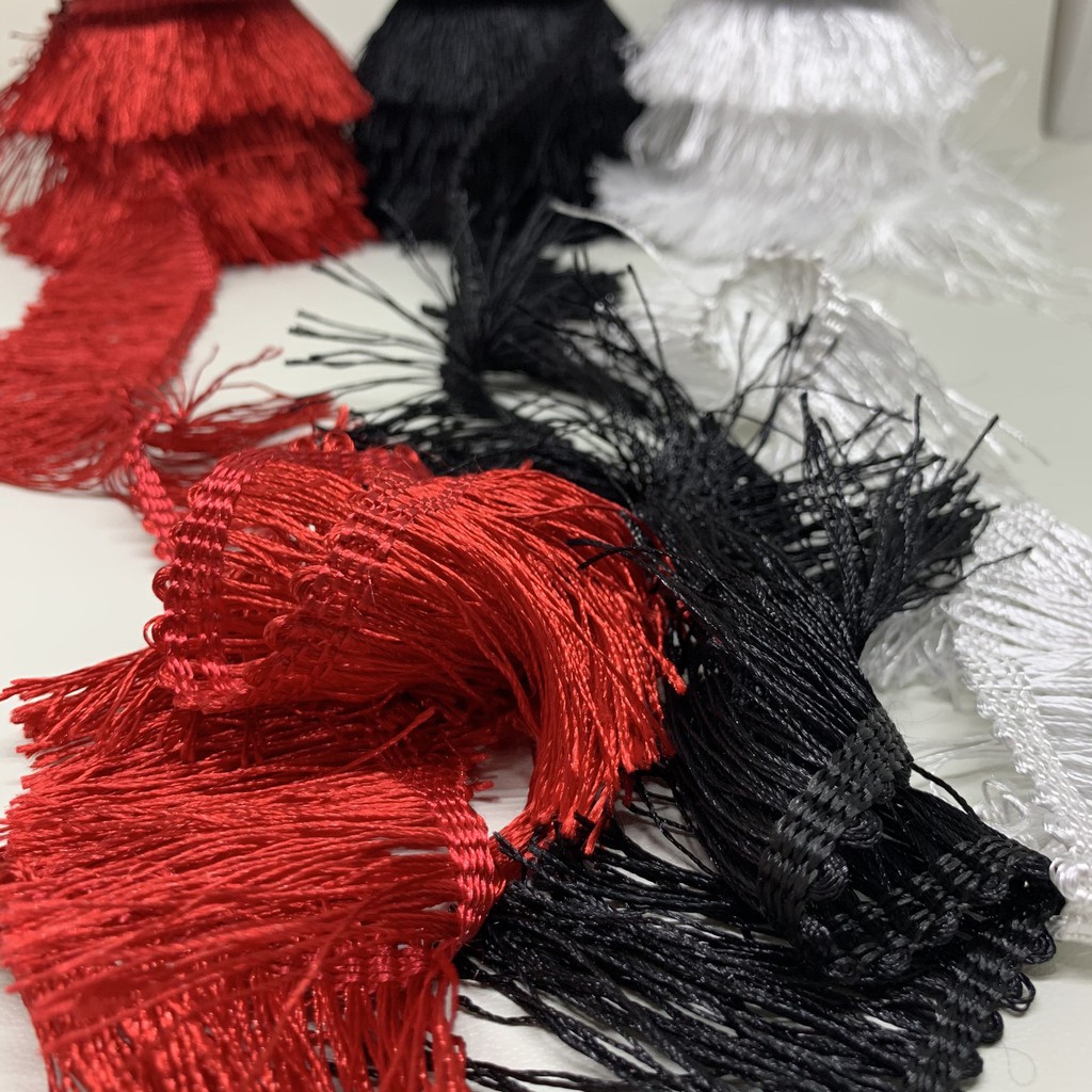 Renda Tassel/Rumbai Hitam,Merah,Putih untuk Gorden atau bantal