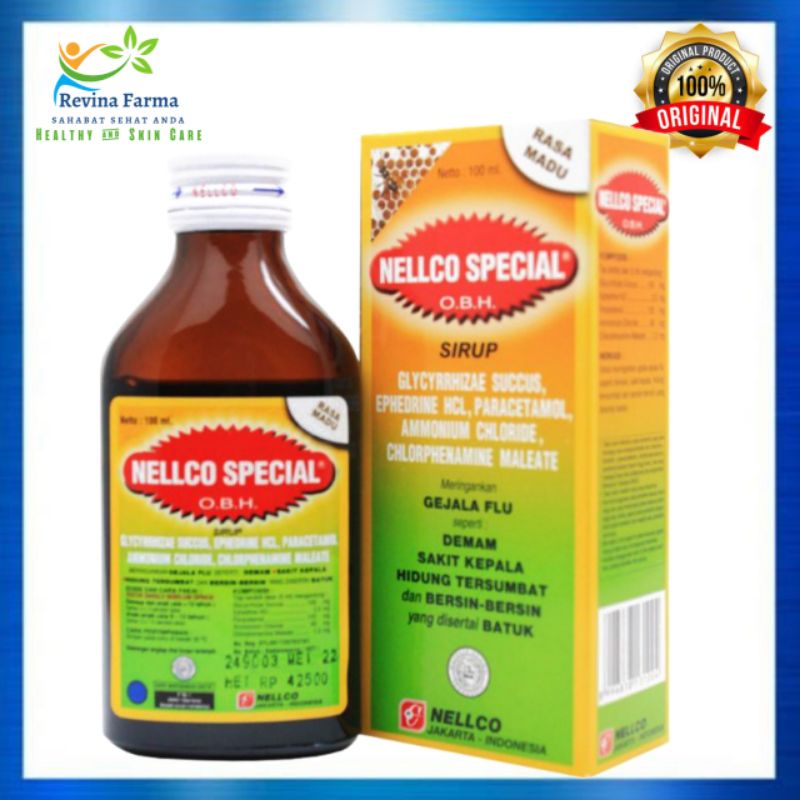 OBH Nelco Special 100ml Rasa Madu Obat Batuk Berdahak yg di sertai Flu, Demam & Pilek 100% Produk Or