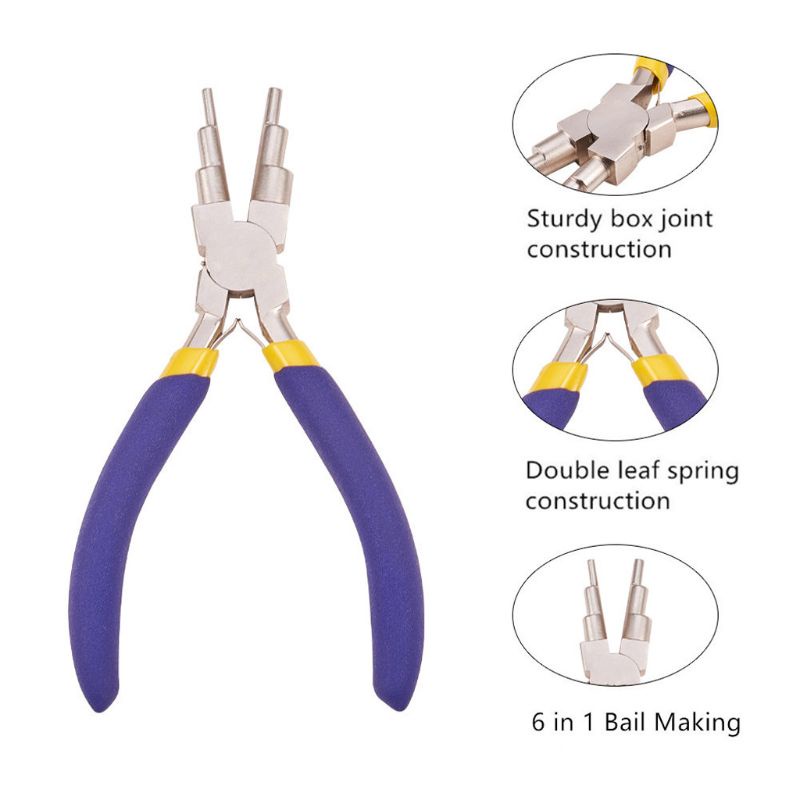 SIY  6 in 1 Wire Wrapper Looping Forming Jewelry Plier 6-Steps Multi Size Barrels Pliers Bail Jewelry Making Colors at Random