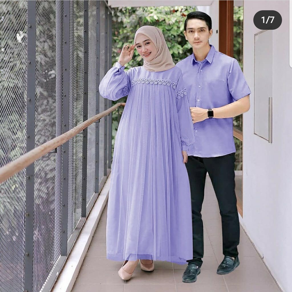 Set Couple Muslim Nuraini/Couple Fashion Muslim/Fashion Wanita/Gamis/Baju Pasangan/Dress Muslim/New