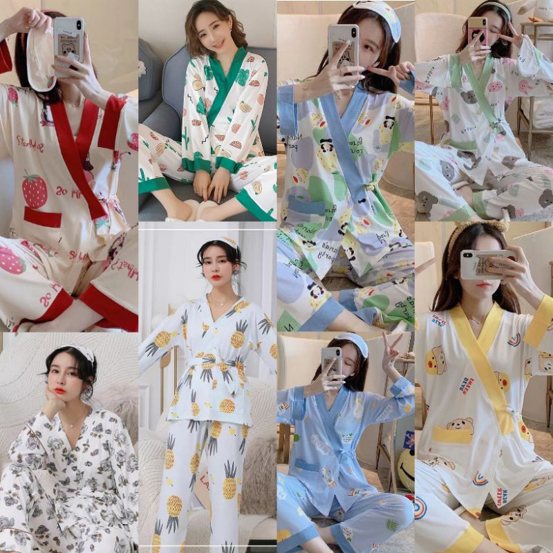 Baju tidur wanita | Pp kimono piyama wanita import motif kembang