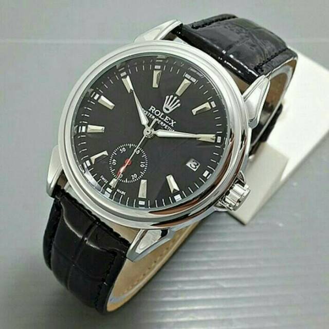 Jam tangan pria, rolex skeleton automatic kulit