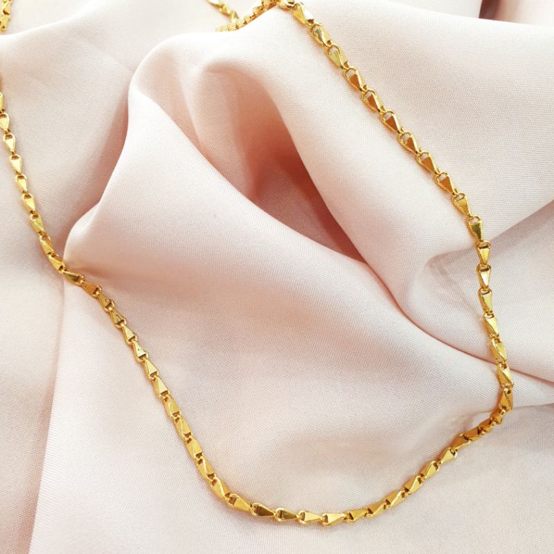 kalung model biji padi emas asli kadar 30%