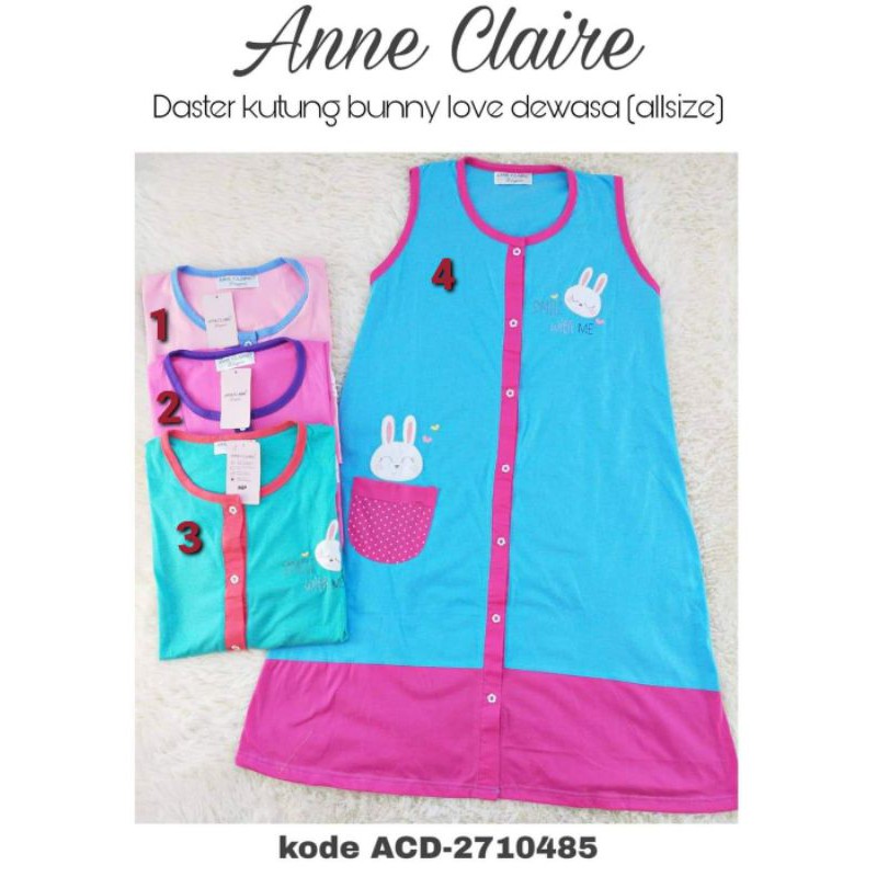 DASTER DTY KUTUNG ( TANPA LENGAN) KANCING FULL PIYAMA ANNE CLAIRE ALL SIZE DEWASA