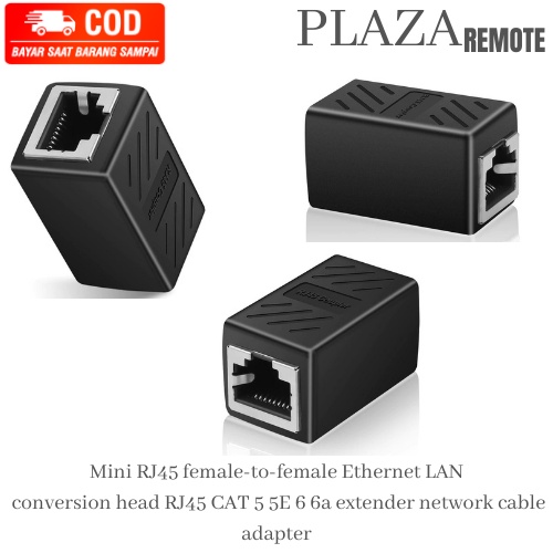 KonneKtor sambungan head RJ45  extender network cable adapter female-to-female Ethernet LAN RJ45 LURUS