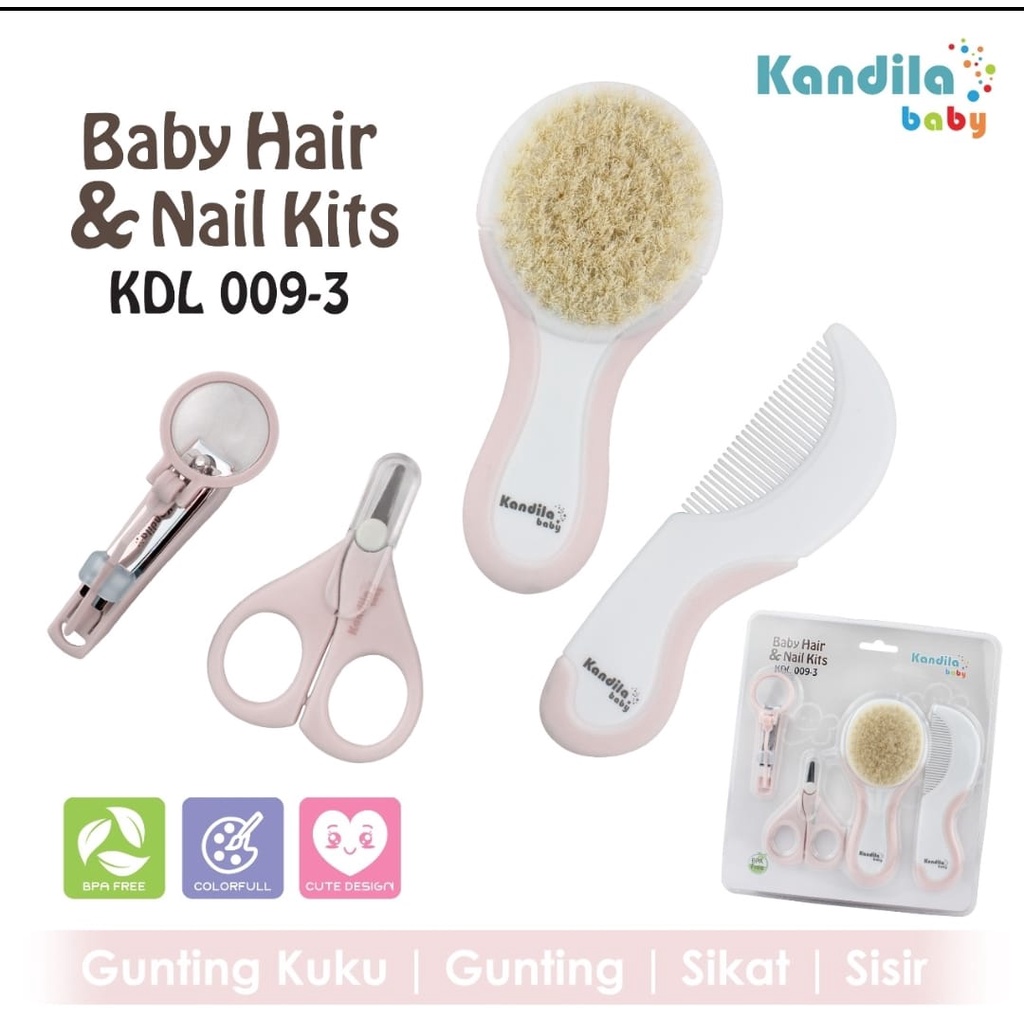 Castle - Kandila Comb &amp; Brush Set - Baby Hair &amp; Nail Kits KDL009-3 - Sisir dan Gunting Kuku Bayi 4in1