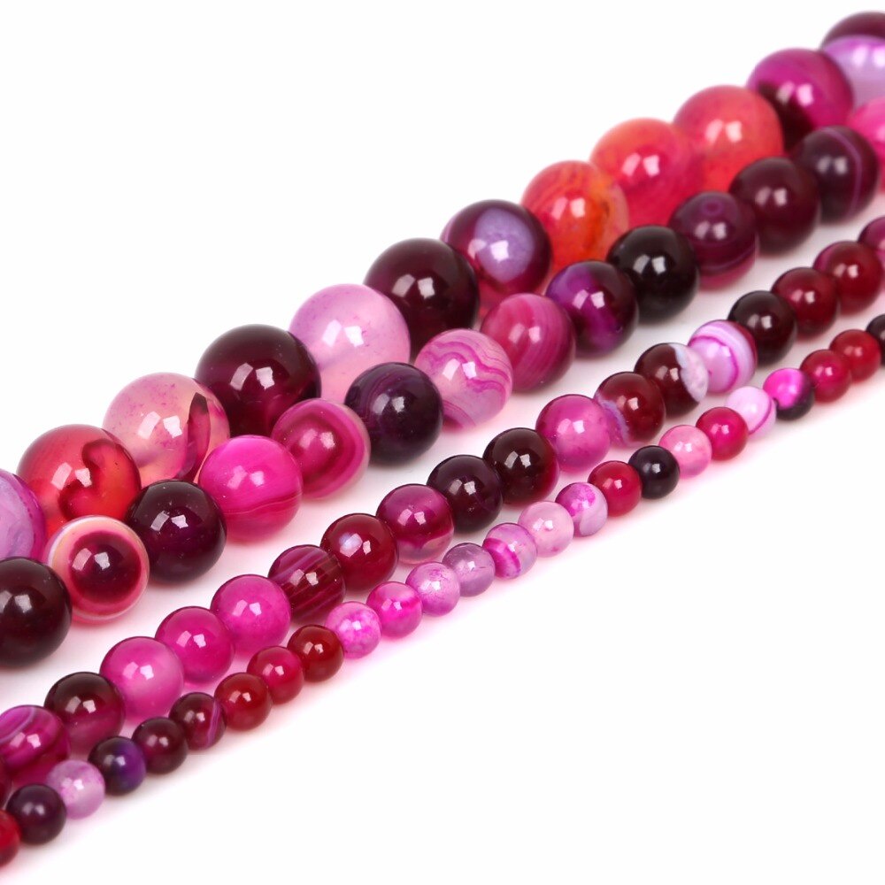 Pink Striped Banded Agates Beads 6Mm 8Mm 10Mm Loose Beads