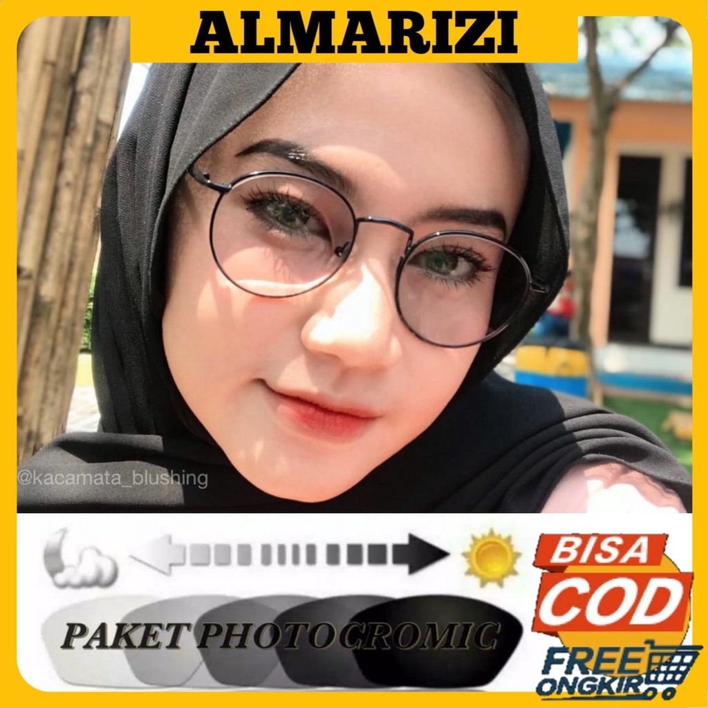 TERMURAH - KACAMATA GRATIS LENSA PHOTOCROMIC MODEL OVAL TERBARU BERUBAH WARNA WANITA/PRIA UNISEX