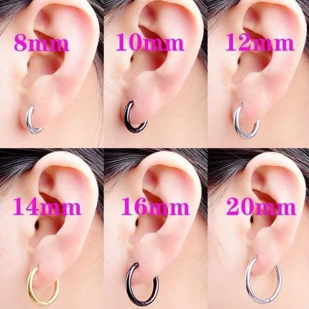 1pc Anting Hoop Titanium steel Diameter 2.5MM Hypoallergenic Gaya Punk Untuk Pria / Wanita