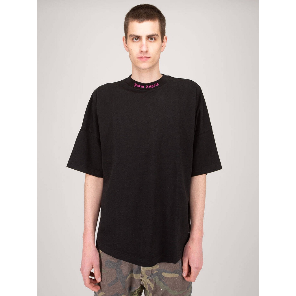 Plm Angels SS22 Men Doubled Logo Over Tee Black/Fuchsia 100% Authentic