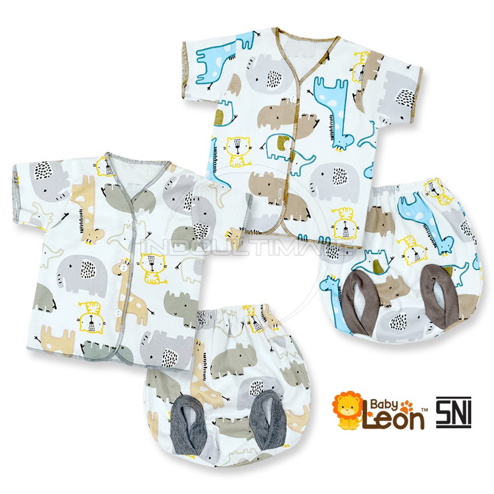 Setelan Baju + Celana Pendek Bayi (0-3 Bln) ZOO SERIES BABY LEON DS-113 Baju Bayi Baru Lahir Baju Tidur Bayi Baju Harian Bayi Atasan Kaos Bayi Pakaian Bayi Celana Pendek bayi Celana Bayi Baru Lahir Perlengkapan Bayi Baru lahir Newborn