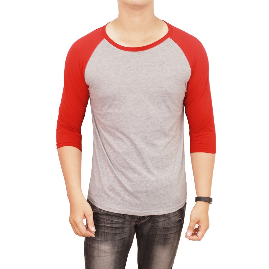 Kaos Abu Merah Raglan - FBL 12