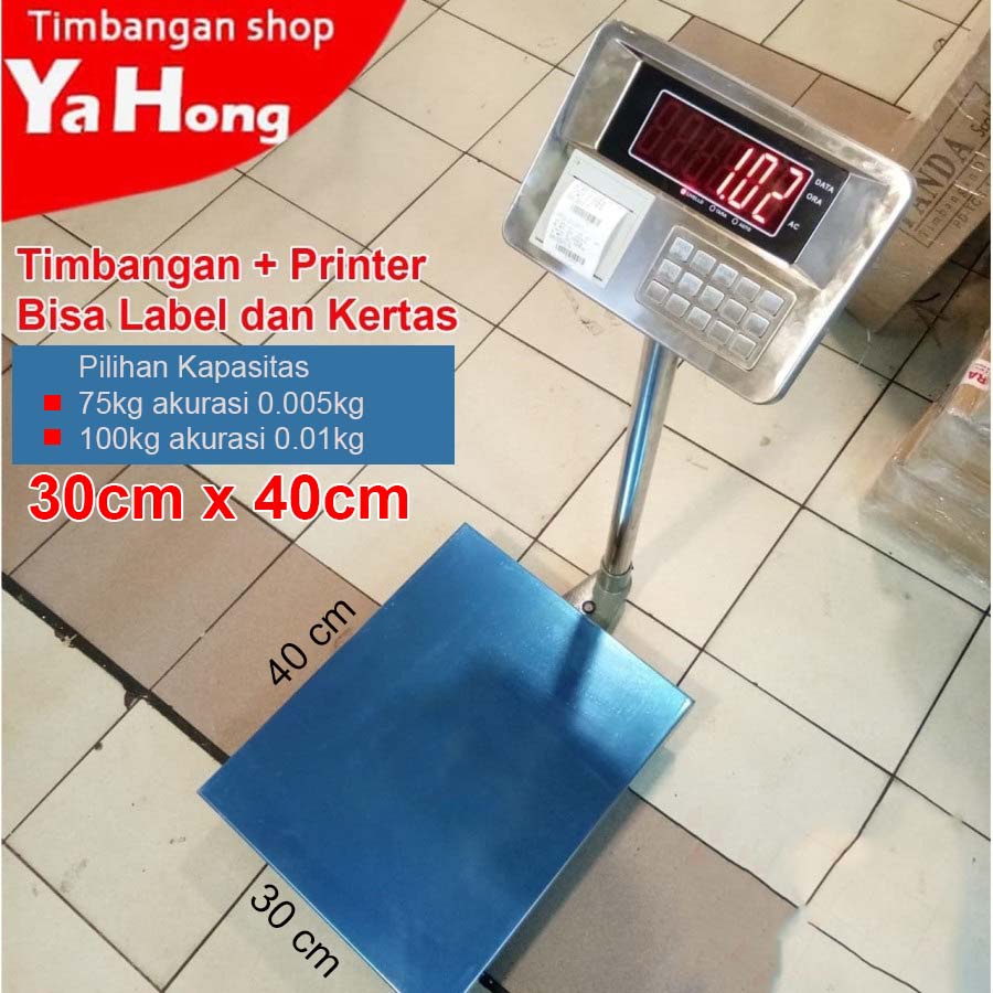 Timbangan Barang Digital Ekspedisi + Printer Label Kertas 75kg 100kg