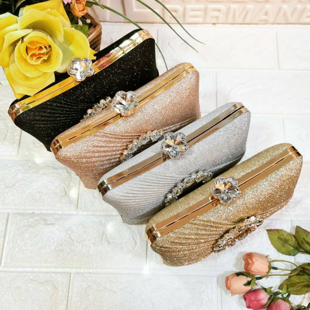 Tas Pesta JAYLA Embellished Crystal Box Clutch