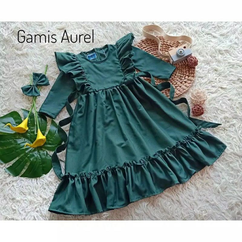 GAMIS ANAK & DEWASA "AUREL" WARNA HIJAU BOTOL