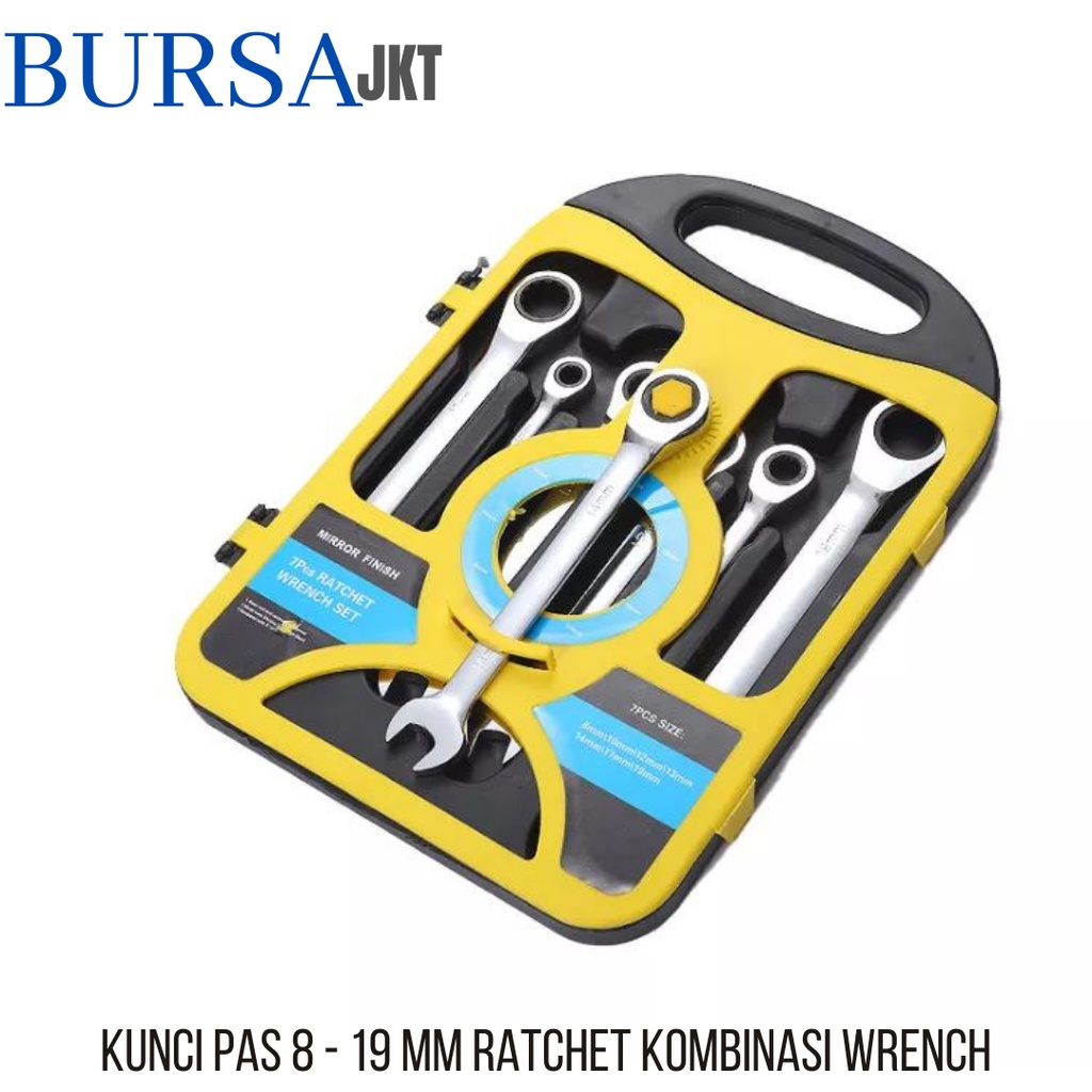 KUNCI RING PAS RATCHET KOMBINASI 2IN1 CHROME VANADIUM HAND TOOL 7IN1