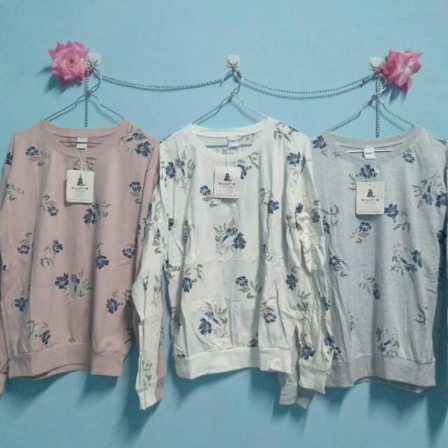 Kaos wanita sweater bunga import