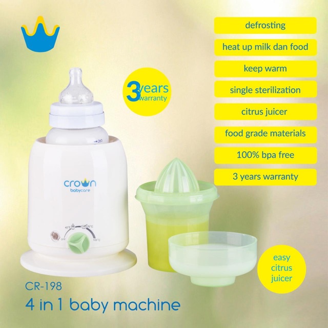 Crown Warmer Sterilizer 4 in 1 Baby Machine CR 198 Steril + Penghangat Botol