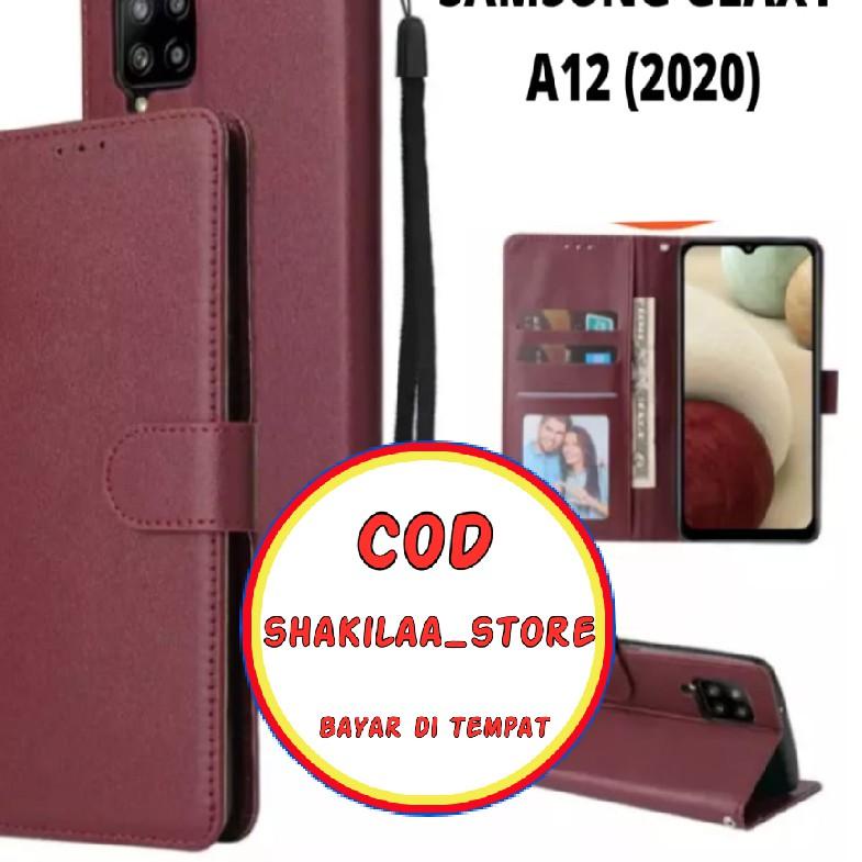 Flash Sale - CASE FLIP CASE KULIT FOR SAMSUNG GALAXY A12 2020 - CASING DOMPET-FLIP COVER LEATHER-SAR