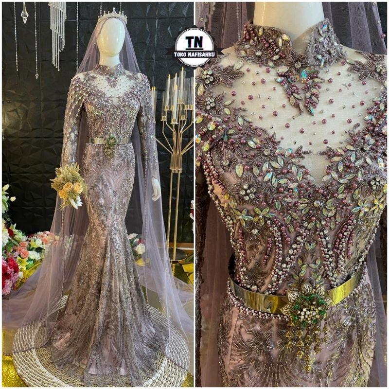 dress wedding mermaid | baju pengantin slim dress duyung | gaun pengantin muslimah modern
