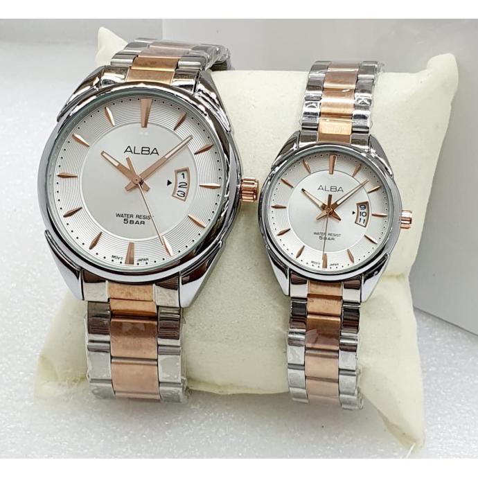 Jam Tangan Alba Couple Vj42-X164 Tali Rantai Fitur Tanggal Aktif - Hitam Bayside.Marketplace