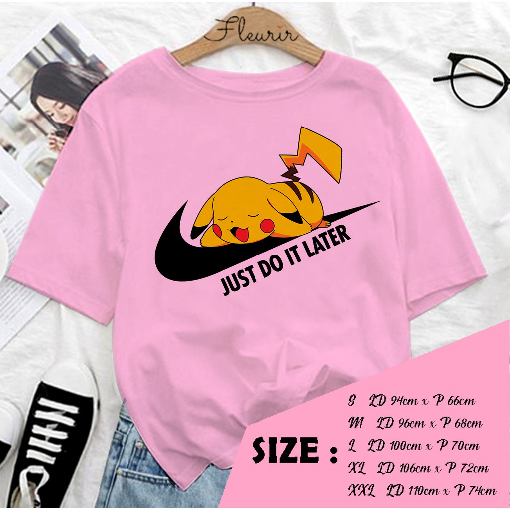 FLEURIR - KAOS NIKE PIKACHU WANITA DEWASA LENGAN PENDEK TEE UNISEX PRIA