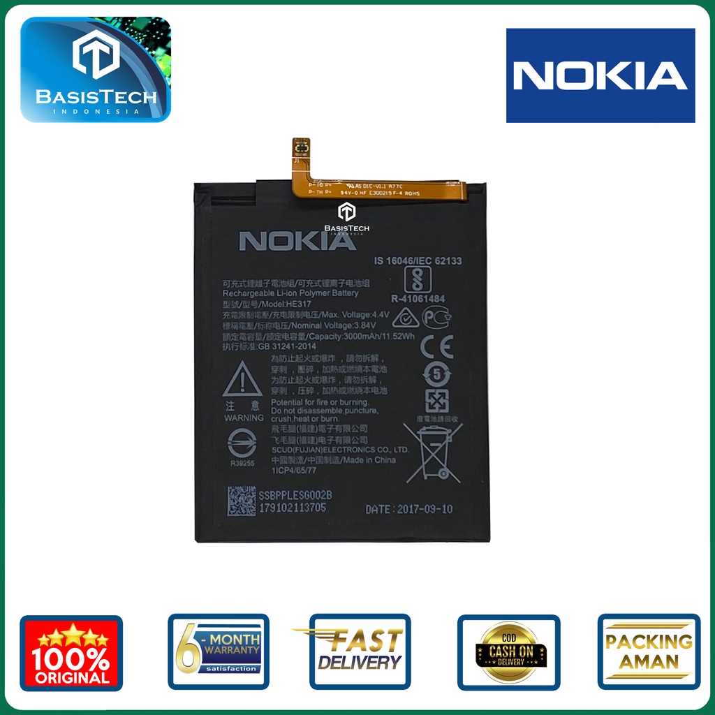 BATERAI NOKIA 6 TA-1000 TA-1003 TA-1021 TA-1025 TA-1033 TA-1039 - HE316 HE317 HE335 - ORI