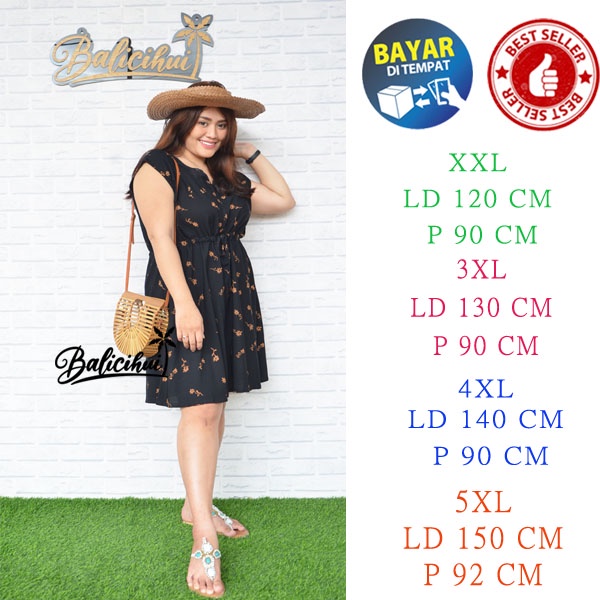 Balicihui Dress Luna Dress Jumbo Plus Size Dress Dress 4XL Dress Wanita Dress Bali Dress Pendek