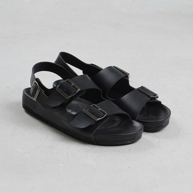 GENCY BLACK |FORIND x Squirrel| Sendal Ori Tali Kulit Simpel Kayu Pria/Wanita Sandal Footwear New