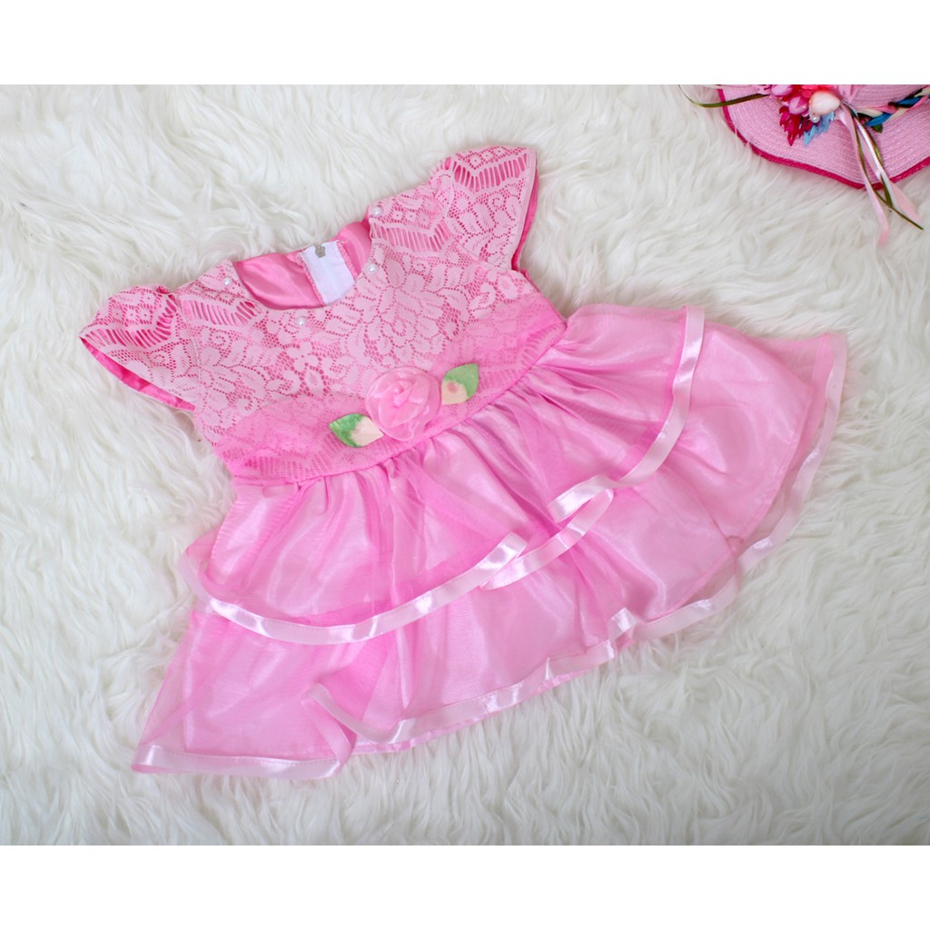 Dress Kids Dahlia/Baju Terusan Dress Anak Bayi 1thn Brukat Lapis Furing/Dress Anak Premium Elegant