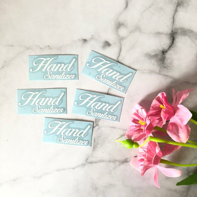 

Stiker hand sanitizer putih