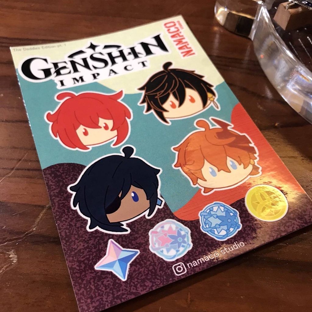GENSHIN IMPACT STICKERPACK FANMERCH : THE DADDIES PT.1 DILUC ZHONGLI KAEYA CHILDE STICKERPACK NAMACO