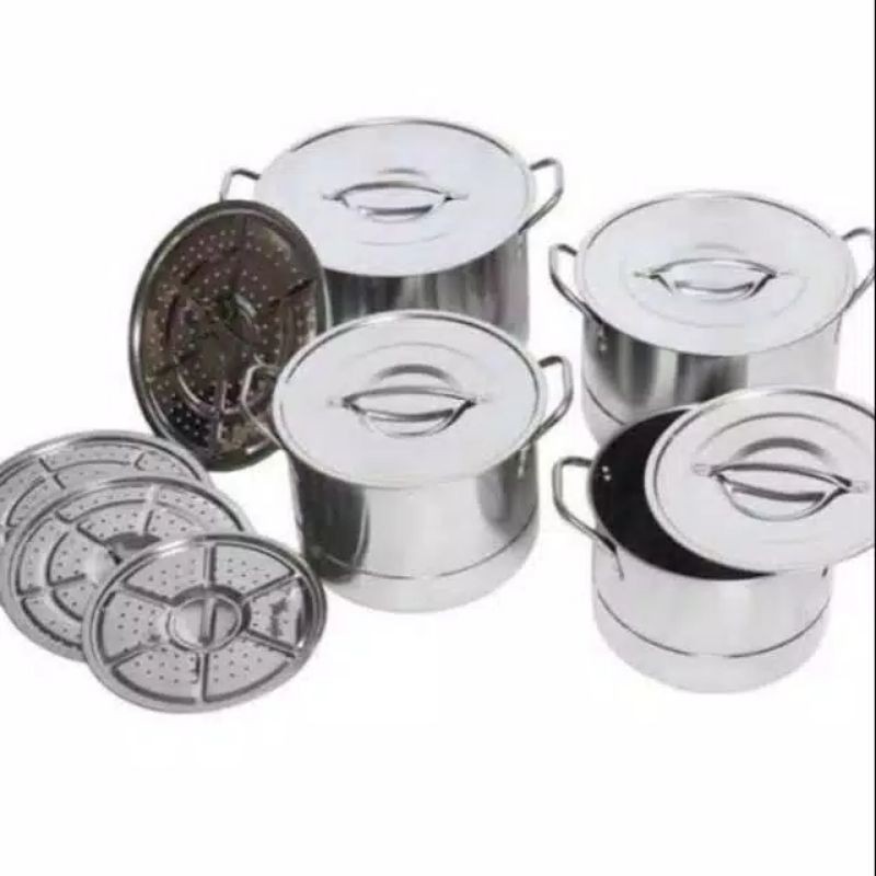 Langseng Susun 4 Tinggi BMW / Stock Steamer Pot/Stok Pot 4pcs BMW / Panci Kukus Tinggi Susun 4
