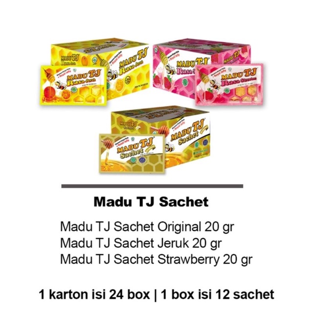 

Madu Tj sachet Original / Strawberry / Jeruk