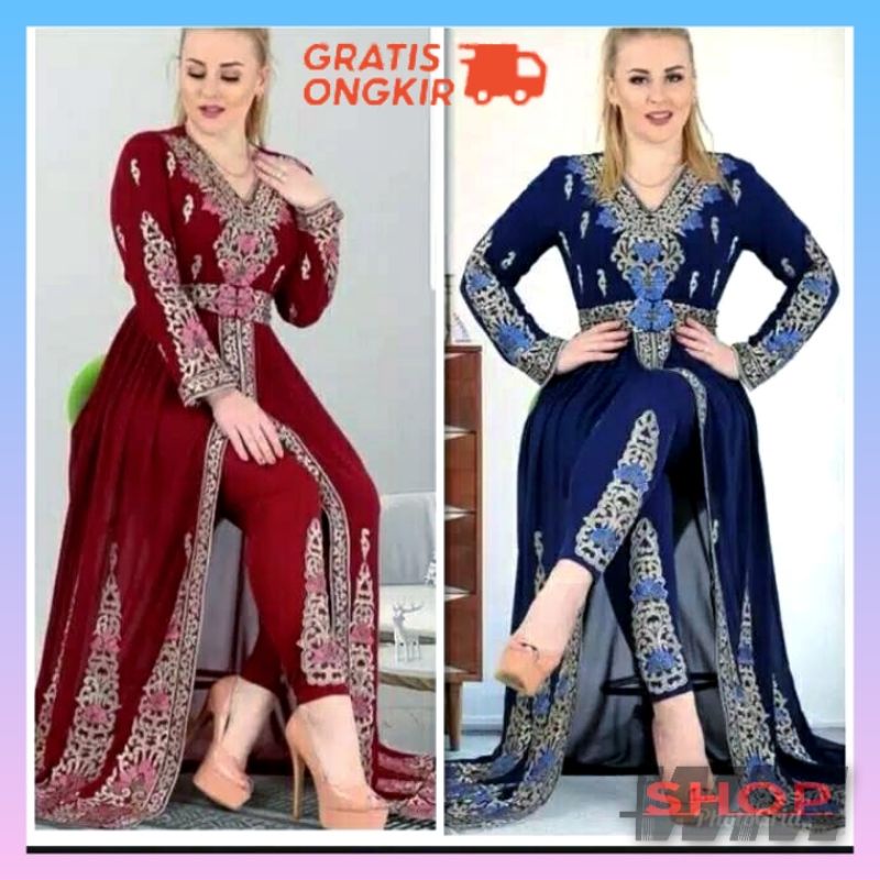 Setelan Gamis Bordir /Parisian Set / Baju Pesta India / Gamis Setelan Bordir