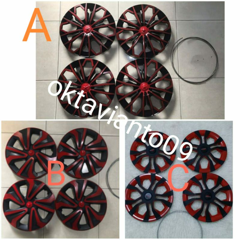 Dop velg cover tutup whelldop list Merah ring 13 & 14 mobil universal Agya Ayla Kijang Carry Avanza