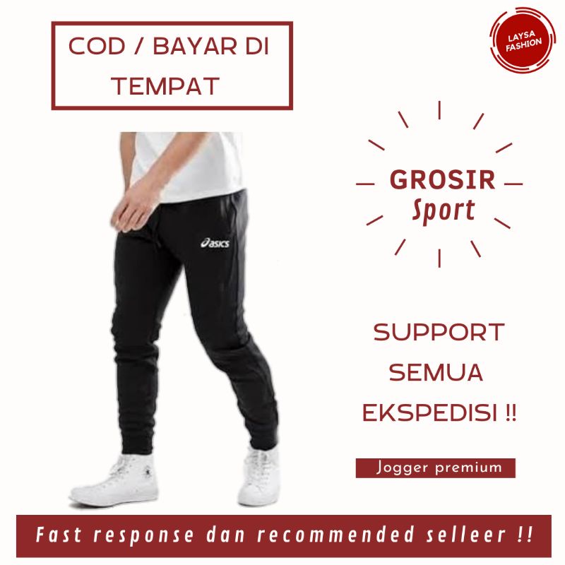 COD TERMURAH Celana Joger Jogger Logo Asics Training Panjang Jogger Polos Hitam Panjang Training Olahraga Murah Celana Jogger Panjang Pria Wanita Training Olahraga Bahan Baby Tery Polyester Tebal Lotto Garuk Training Trening Trining Jpgger Polos Dewasa