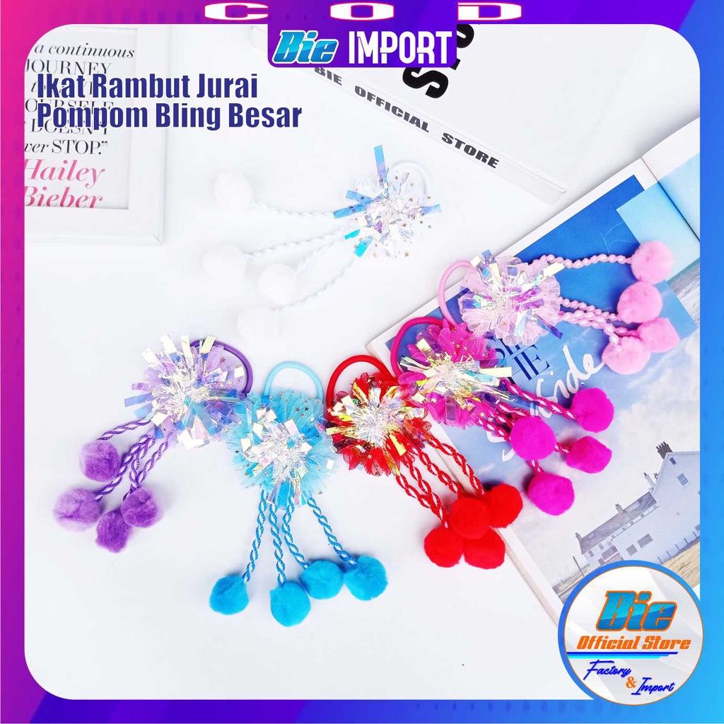 2 IN 1Ikat Rambut Anak Jurai Pom-Pom Premium Import