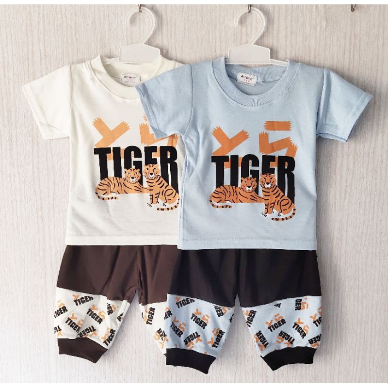 Setelan kaos anak laki laki usia 6-18 bulan / Setelan Amena H 379 Tiger