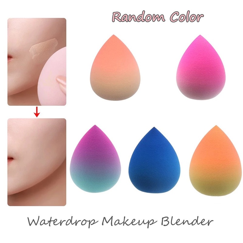 1pc Spons Beauty Blender Bentuk Tetesan Air Warna Gradasi