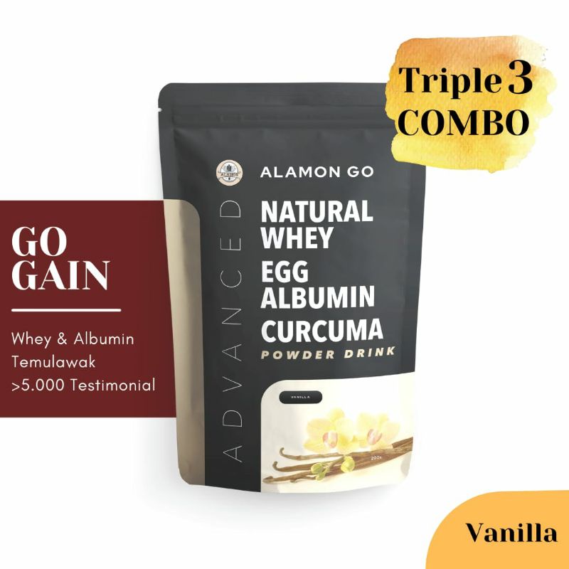 SUSU PENAMBAH BERAT BADAN ALAMON GO GAIN NATURAL WHEY (EGG,ALBUMIN &amp; CURCUMA)