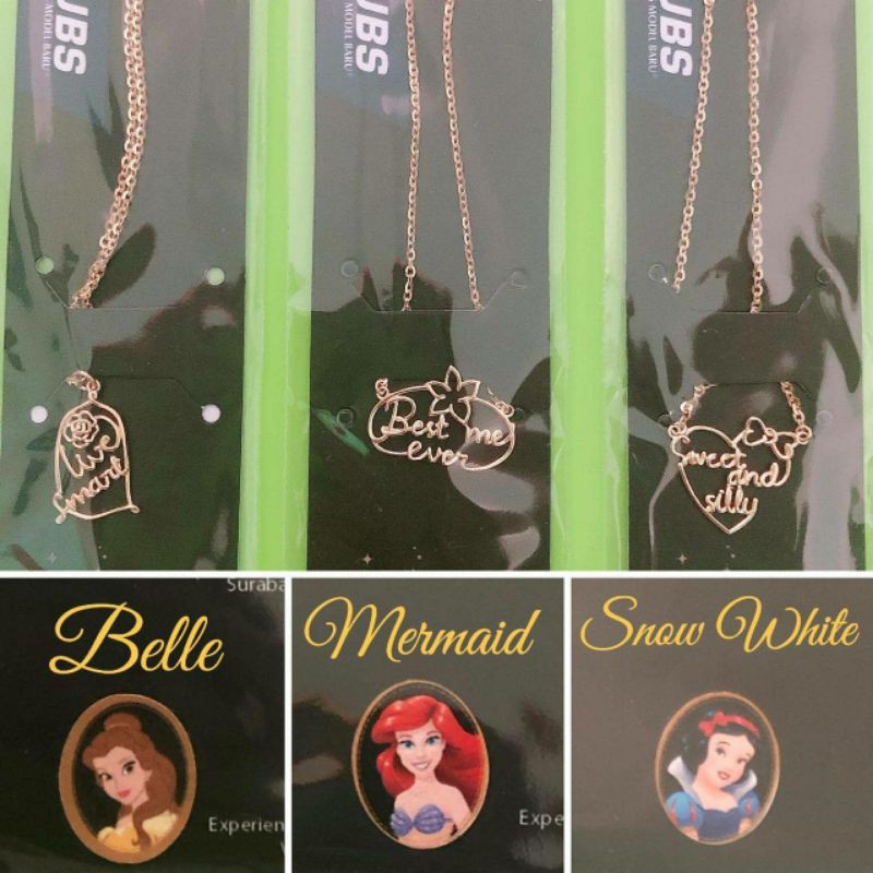 Kalung Disney Princess word belle, ariel, snow white kadar 375 8K UBS