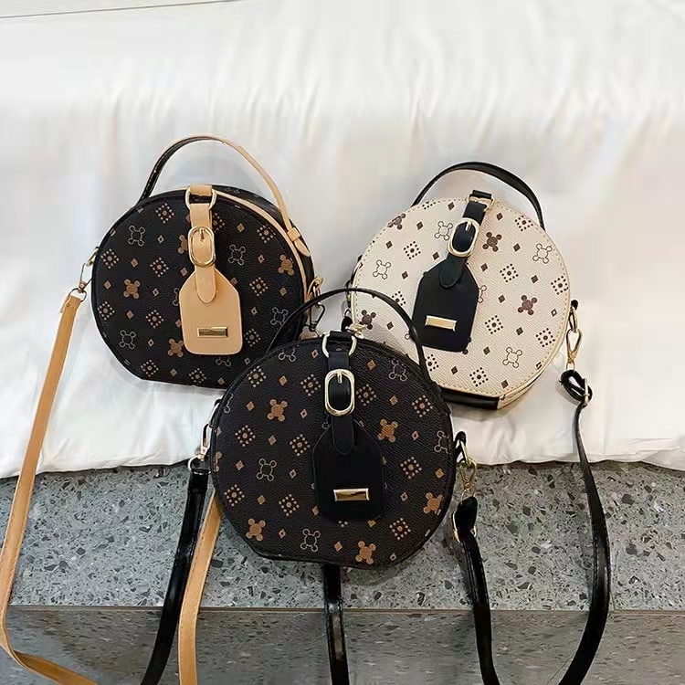 ZC 0930 RISCE TAS SELEMPANG MOTIF BULAT IMPORT WANITA CEWEK PEREMPUAN JAKARTA BATAM