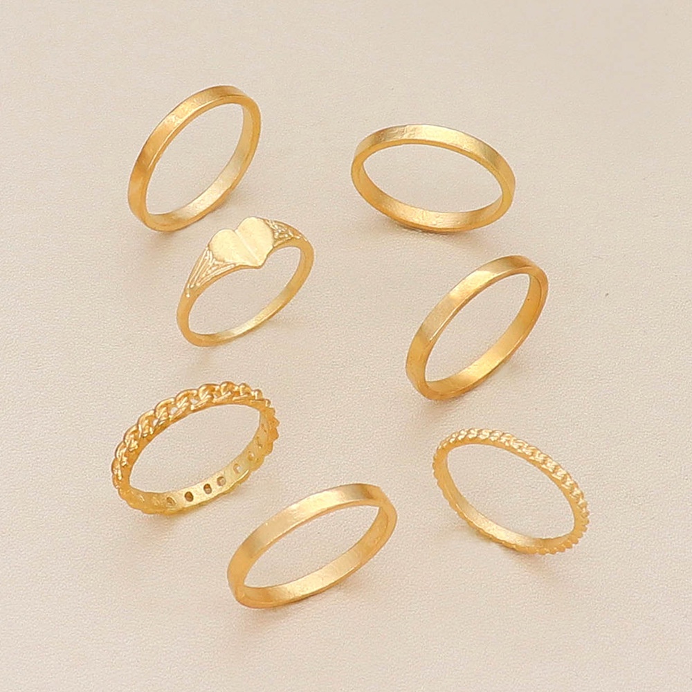 7 Pcs / set Cincin Geometris Gaya Eropa Dan Amerika